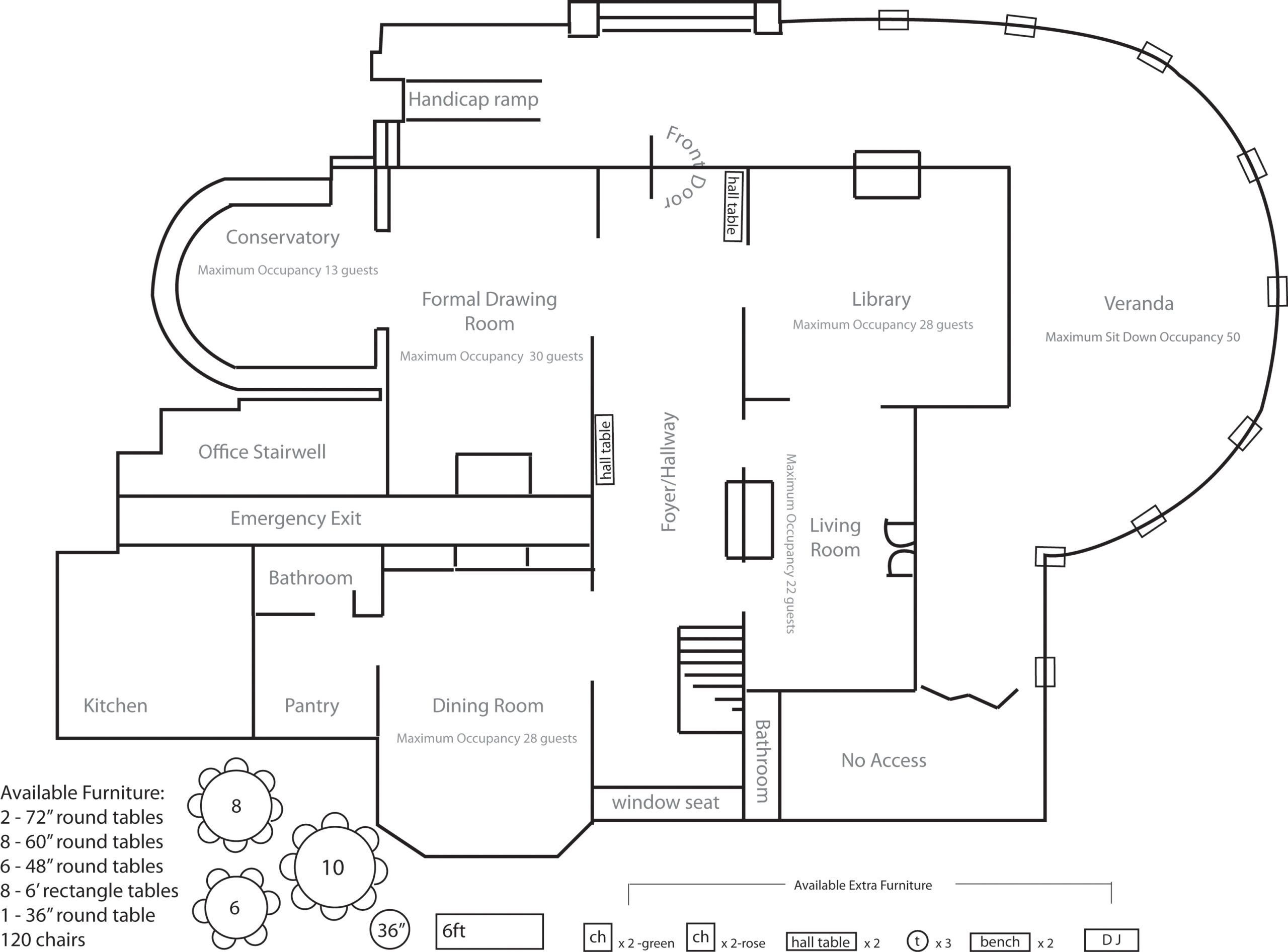 diagram of the mansion with room occupancy