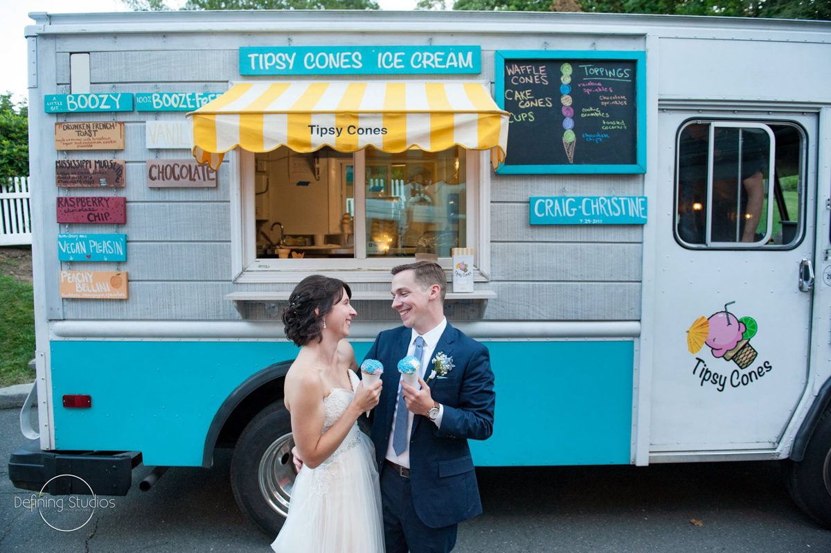 A Reception Treat, Adults Only! couple-in-front-of-dessert-truck-with-tipsy-cones-july-reception